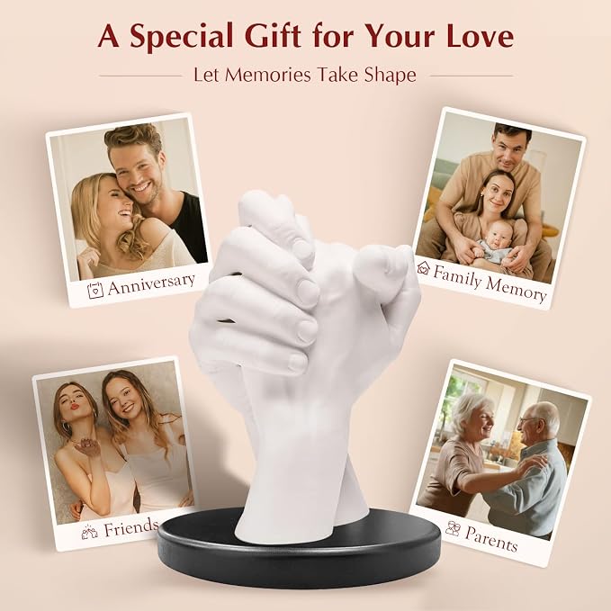 LUVTRACE Hand Casting Kit for Couples – DIY Mold Kit with Base for Holding Hands Statue, Romantic Gift for Anniversary, Wedding, Engagement, Valentine’s Day, Easy Plaster Mold