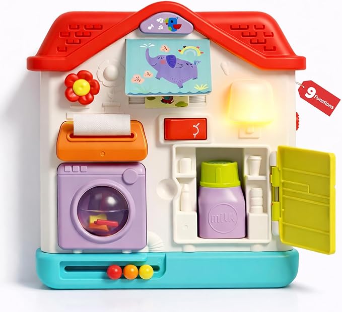 Musical House Busy Board for Toddlers 1-3, 9-in-1 Activity Toy | Light-Up House with Music, Fine Motor & Screen-Free Toddler Play, Activity learning Toys for 1 + Year Old