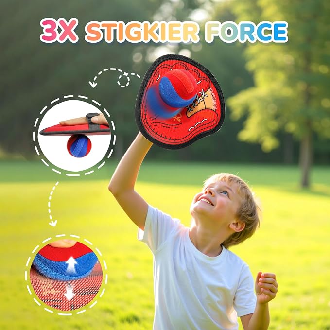 DISHIO Toss and Catch Ball Game Outdoor, Yard Games Beach Toys Pool Toddler Baseball Glove & Catch Ball Toys