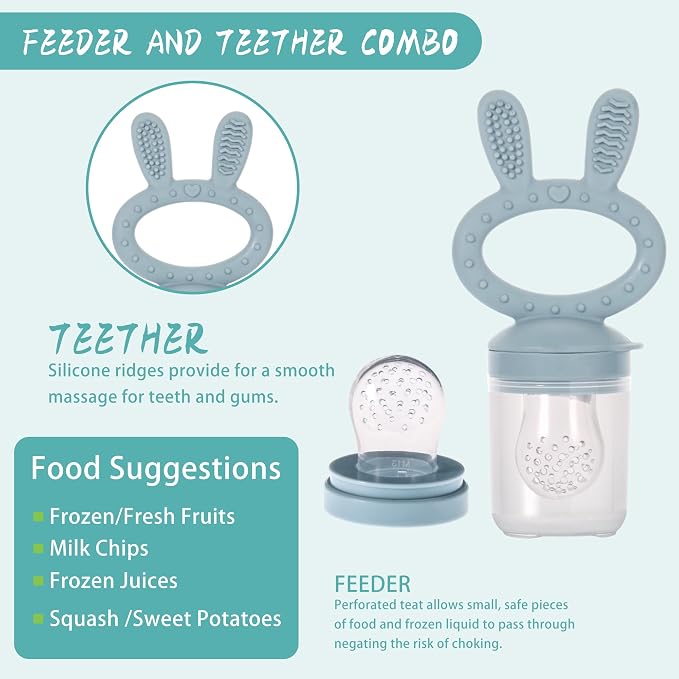Baby Breastmilk Popsicle Molds & Baby Fruit Feeder (3 Pack), Baby Food Freezer Tray Storage Containers, Silicone Teething Pacifier Feeder and Teether for Babies,Baby Feeder - Green