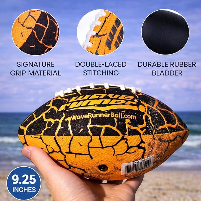 Wave Runner Water Football for Pool and Beach | Waterproof Football for Outdoor Games for Adults, Teens, and Kids - Lightweight Pool Toys, Easy Wet Grip, Outdoor Summer Toy