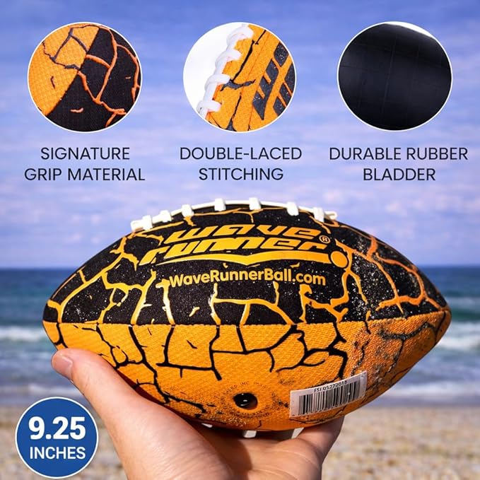 Wave Runner Water Football for Pool and Beach | Waterproof Football for Outdoor Games for Adults, Teens, and Kids - Lightweight Pool Toys, Easy Wet Grip, Outdoor Summer Toy