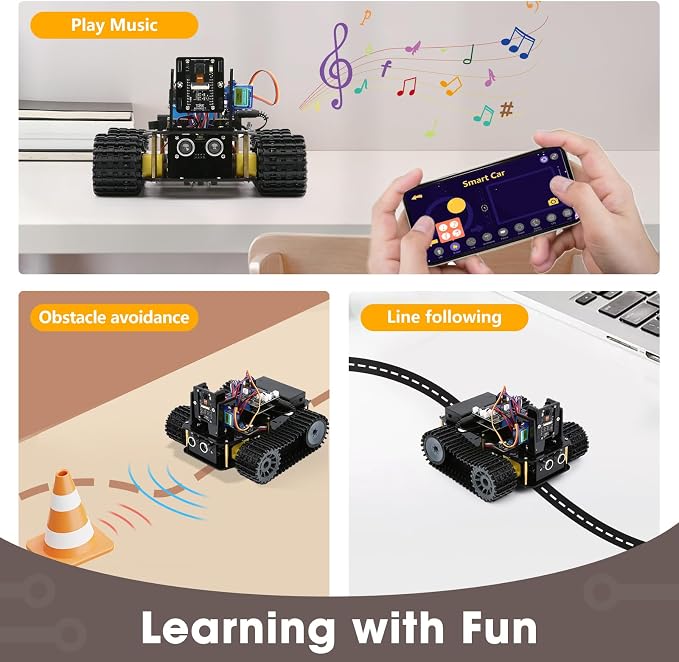 Robotics for Kids Ages 12-16, ACEBOTT 4 in 1 Smart Robot Kit with 3MP Camera + Tank Car, STEM Toys Coding Kit Compatible with Arduino & Scratch, App & Remote Control, for Kids & Teens