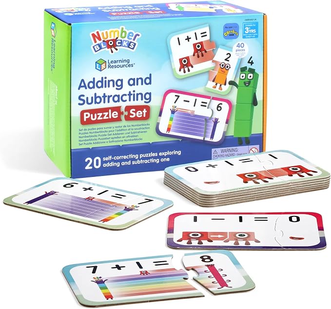 Learning Resources Numberblocks Adding & Subtracting Puzzle Set, Ages 3+, 20 Self-Correcting Maths Puzzles, Based on TV Series