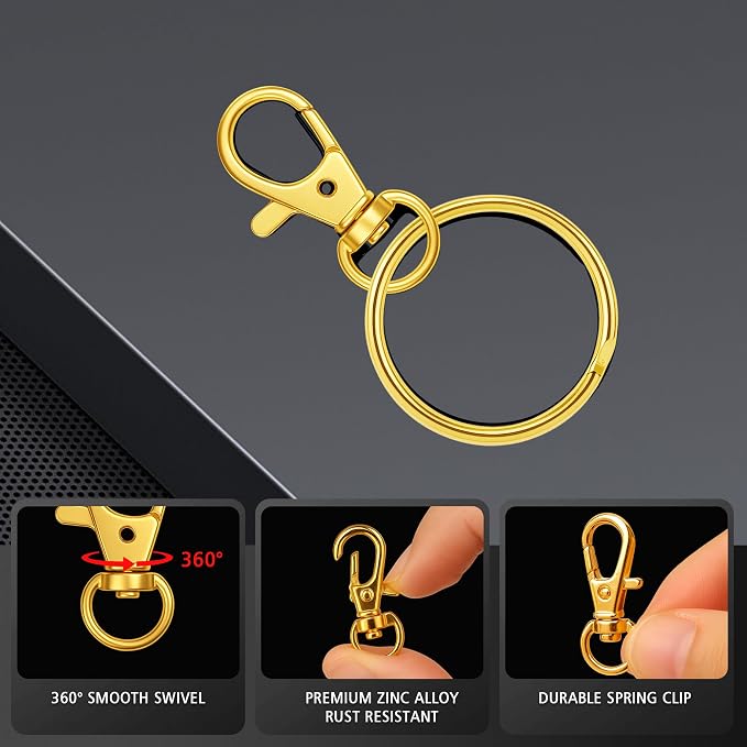 Gold Keychain Making Kit 50PCS – 25 Lobster Claw Clasps & 25 Key Rings, DIY Jewelry Craft Accessories for Handmade Projects