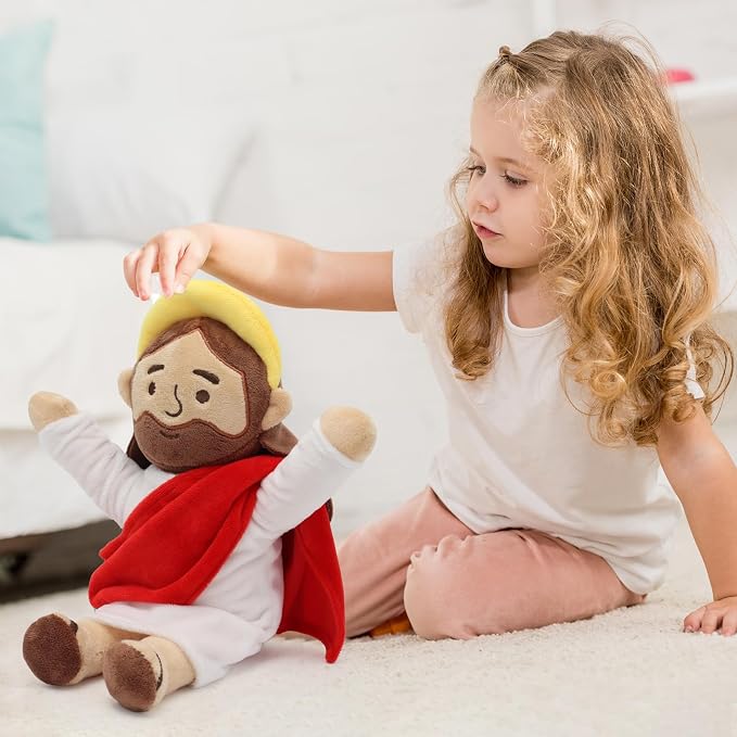 Yelakey 13" Jesus Plush Brown Jesus Stuffed Doll Christian Plushie Doll for Easter Christmas Church Religious Gifts for Kids Adults (brownred)