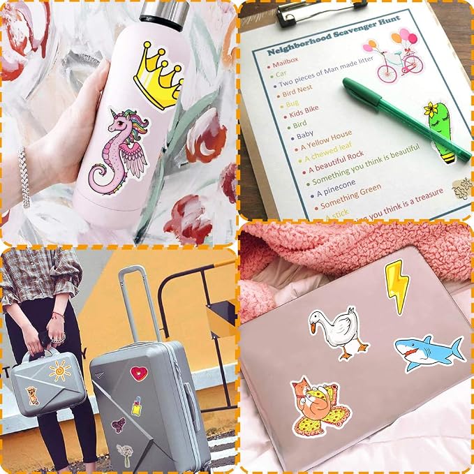 QTL Waterproof Stickers for Girls Cute Stickers for Water Bottles Hydro Flask Kids Teens Waterproof Vinyl Packs 100Pcs