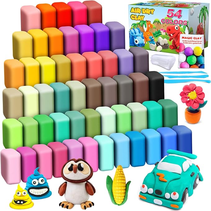 ESSENSON Air Dry Clay, 54 Colors, Modeling Clay for Kids | DIY Molding Magic Clay, Includes Tools, Ages 3-8+ Years, Boys Girls Kids Toys Gifts