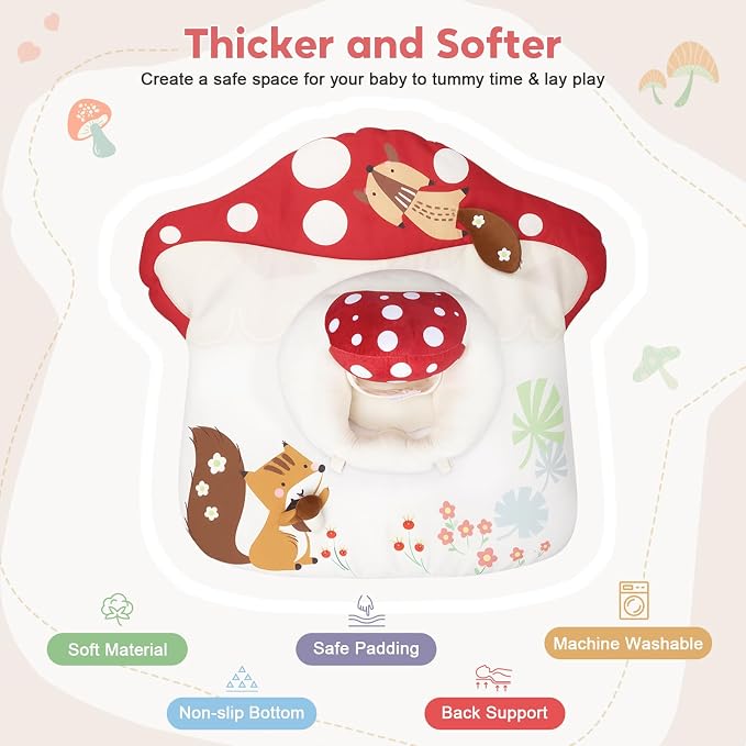 suihuooo 3-in-1 Baby Play Mat & Baby Seats for Infants for Sitting Up, Tummy Time Gym Activity Mat with 5 Detachable Toys, for Babies 0-6-12-18 Months, Newborn Babies Shower Gifts(Red)