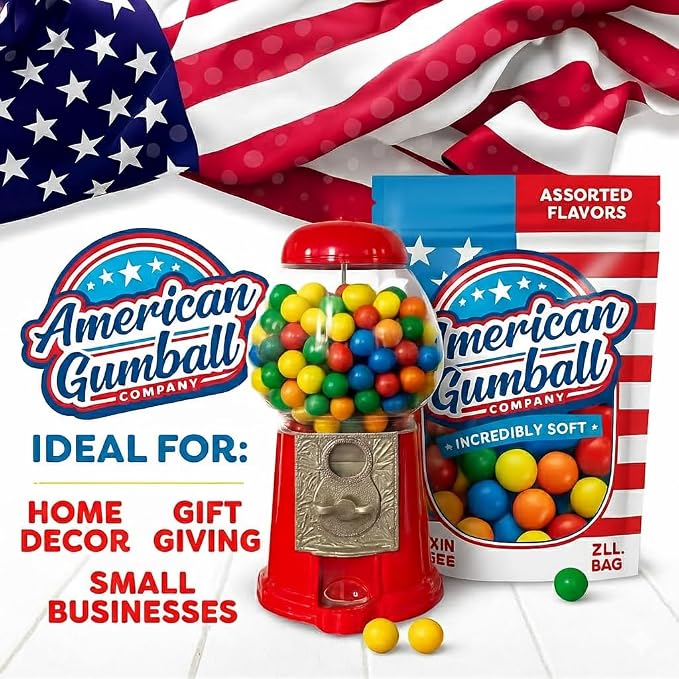 American Gumball Company Refill Gumballs 2 Pound Bag - .59 inch Small Gumballs for 1/2" Gumball Machine, Assorted Flavors