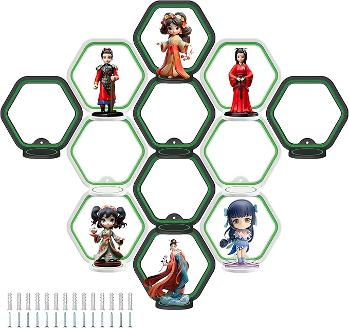 LRANFOW 12 Wall Display Shelves for Funko Pop Mart Figures Anime Figure, Display Ledges with Glow in The Dark Strips, Collector Shelves for Action Figures, Game Room, Mini Collectibles Figure Shelves