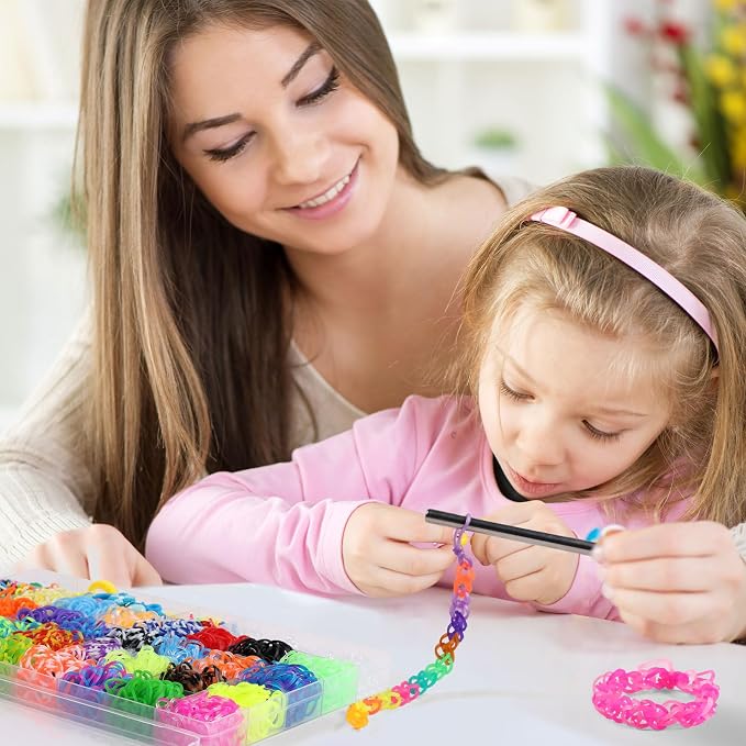 XKDOUS 64 Colors Rubber Band Bracelet Kit, Bracelet Making Kit for Art and Craft, Rubberband Bracelets Kit for Kids Ages 6+, Bands Kit Girls Boys Birthday Gift