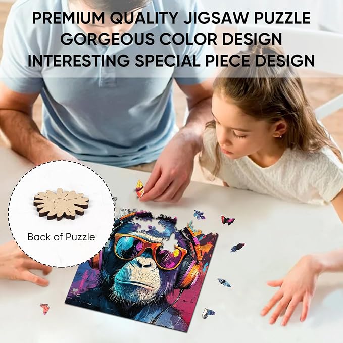 Ixfyloop Wooden Puzzles for Adults Wooden Jigsaw Puzzles for Adults Gorilla Wood Puzzles for Adults Wooden Modernist Style Adult Puzzles Birthday Gift, Pop Art Puzzle 200 Pieces 11x11.2 inch Inch