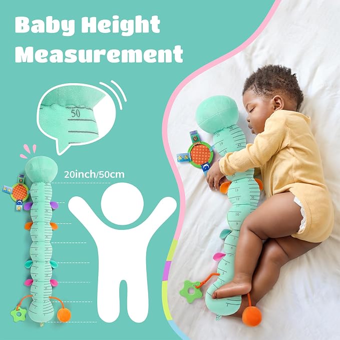 AWOTOY Baby Sensory Toys Music Caterpillar Plush Infant Toys 0 6 12 Months | Stuffed Animals Tummy Time Teething Toys with Mirror Pull String Rattle Baby Toys for Newborn Boy Girl Shower Birthday Gifts