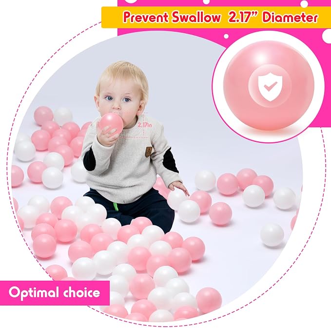Vanland Ball Pit Balls for Baby and Toddler Phthalate Free BPA Free Crush Proof Plastic - Multicolored Pit Balls in Reusable Play Toys for Kids with Storage Bag