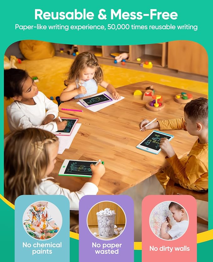 4 Pack LCD Writing Tablet, 8.5 Inch Colorful Toddlers Drawing Tablet for Kids, Creative Doodle Board Drawing Pad, Toy Birthday Gift for 3-6 Year Old Girls Boys (Purple&Purple&Pink&Pink)
