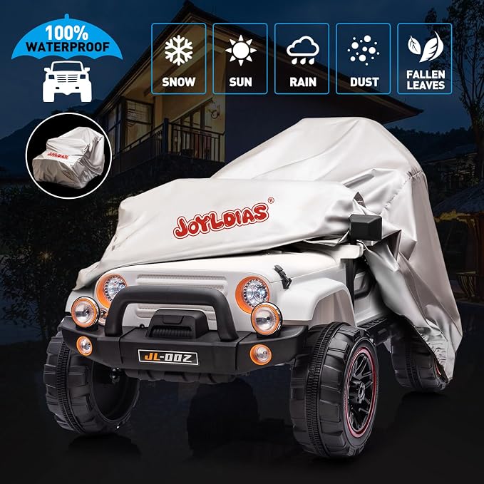 2 Seater Ride On Truck and Car Cover, 12V Children's Electric Car with Parental Remote Control, Music, Bluetooth, MP3 Player, LED Lights, Spring Suspension, White