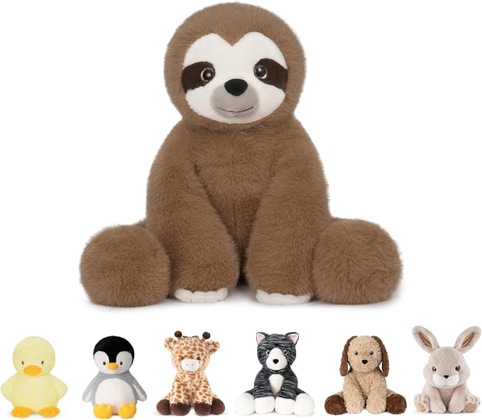 Niuniu Daddy 14" | 3.5 Pound Sloth Weighted Stuffed Animals for Adults & Kid, Calming Sloth Plush for Hugging Pillow, Sitting Cuddly Toy Huggable Gift for Everyday Comfort for Boys Girls