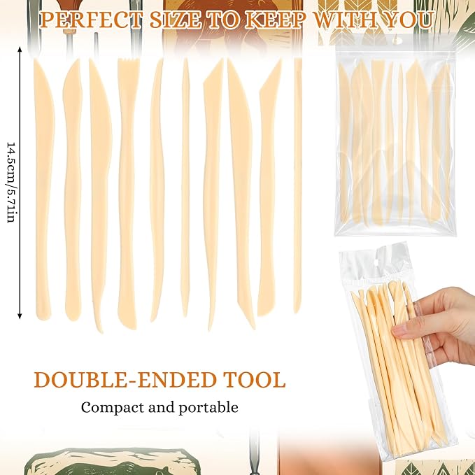 Ferrochef 20 Set 200 Pcs Plastic Clay Sculpting Tools Different Shapes Pottery Tools Clay Carving Cutters Pottery Trimming Supplies for DIY Ceramics Plastilina Molding Embossin (Classic Style)