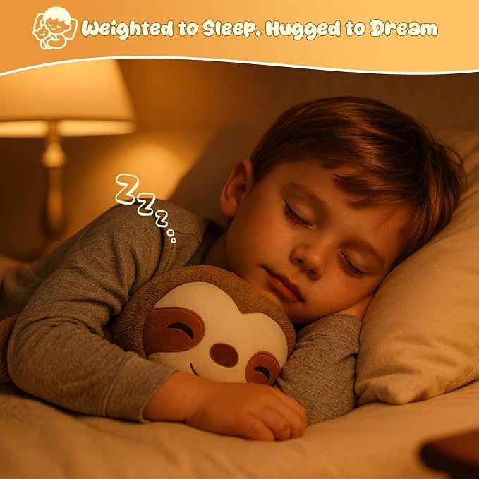 SQEQE Weighted Stuffed Animals Sloth Plush, Weighted Sloth Stuffed Animals Plushies, Soft Pillow Toy for Kids Adults, Valentines & Birthday Gifts 9.8 Inch, 0.8 Lb