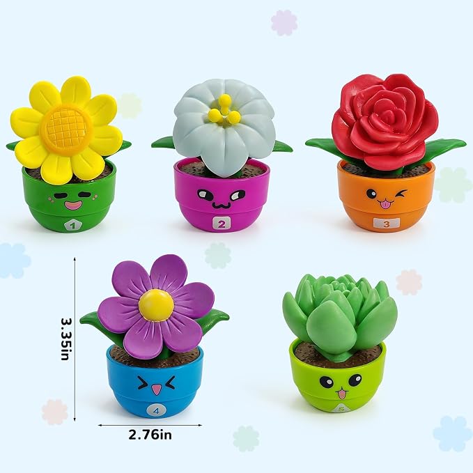 5 Sets Flower Garden Toddler Toys, Kids Gardening Building Toy, Color Shape Sorting & Matching Game, Montessori Stacking Sensory Learning Toys, 2 Year Old Girl Birthday Gift