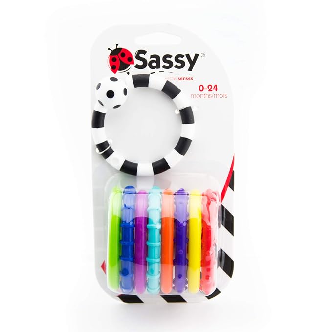 Sassy Ring O Links 9 Piece Set,Links for Stroller or Carrier Seat,0+ Months,(Pack of 6)