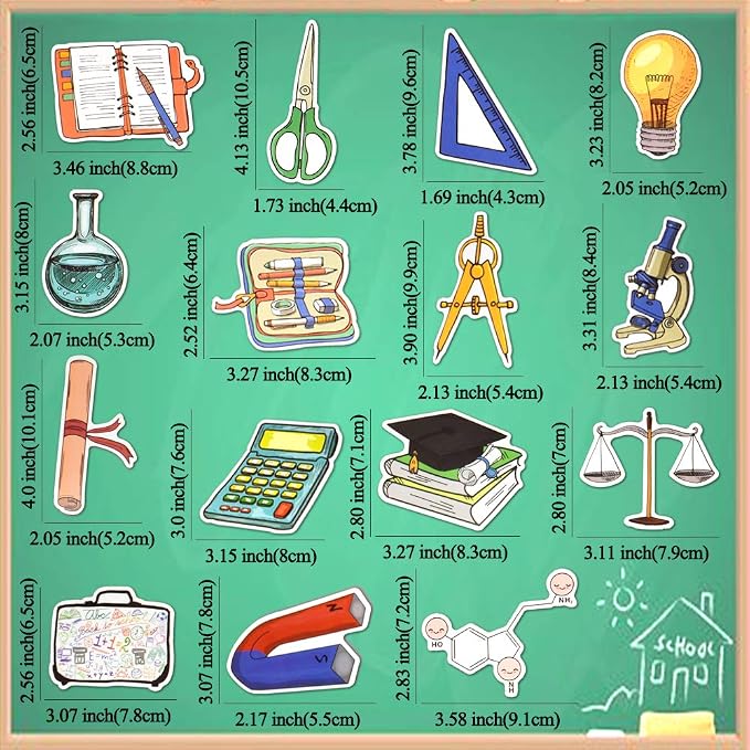 QTL School Stickers for Teachers and Students, Back to School Party Supplies, Waterproof Vinyl Stickers for Water Bottles and Laptop, 50PCS