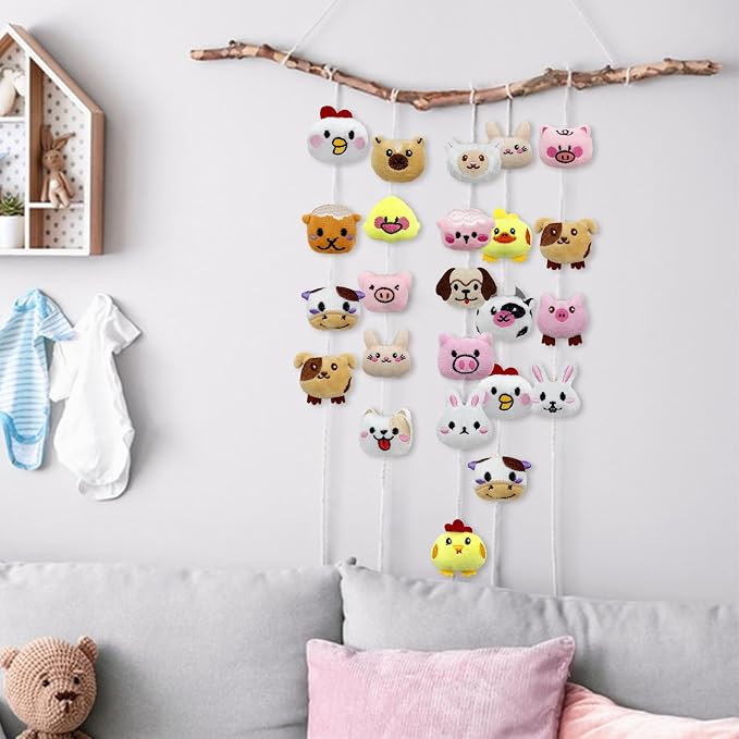 40 PCS Mini Farm Animal Plush Toys Set Cute Small Animal Stuffed Keychain for Party Favors Keychain Ornament for Goody Bag Easter Egg Stuffers Carnival Birthday Party Classroom Prizes 20 Styles