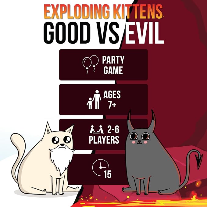 Exploding Kittens Good vs. Evil 2-5 Players - Ages 7+ - Inspired by Netflix Show - Party & Family Card Game for Kids & Adults