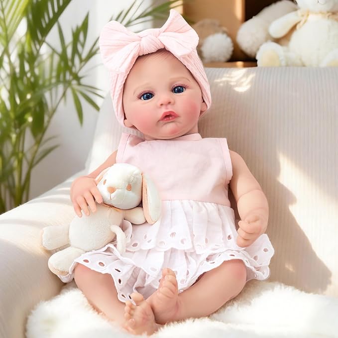 FOCKOF Realistic Reborn Baby Dolls-18 Inch Realistic Baby Doll Girls Soft Cloth Body Reborn Baby with Gift Box for Kids Age 3+