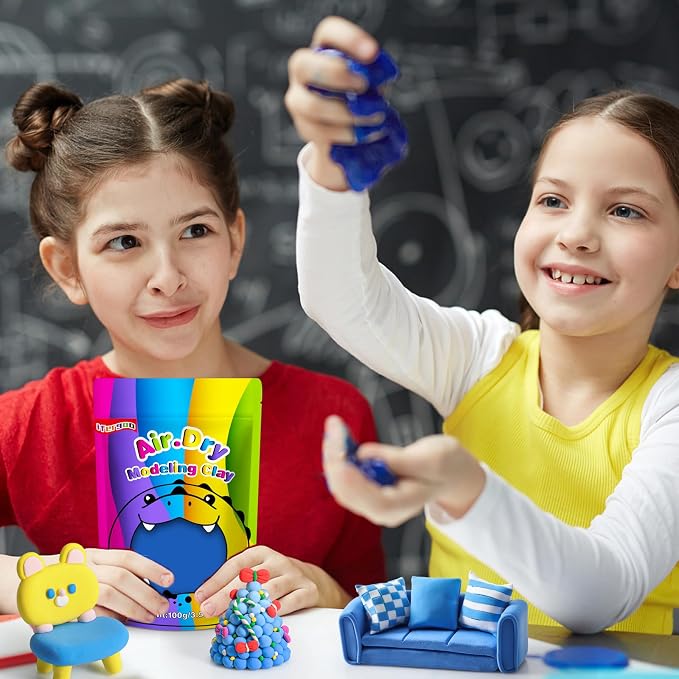 ifergoo Blue Air Dry Clay, DIY Creative Modeling Clay for Kids, Super Light Magic Foam Clay for Kids Age 3-12, Soft, No-Sticky & Non-Toxic, Molding Clay for School Art & Craft Project(Blue 100g/3.5oz)