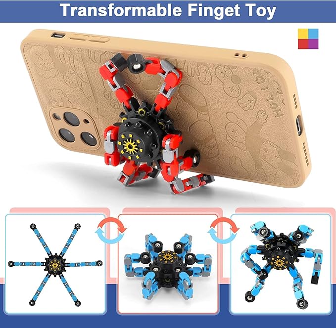 Fidget Toys Transformable Fidget Spinners ADHD Tools for Kids Adult Teen Toddler Autism Sensory Toys Juguetes para Niños 4 Pack Party Favors for Kids