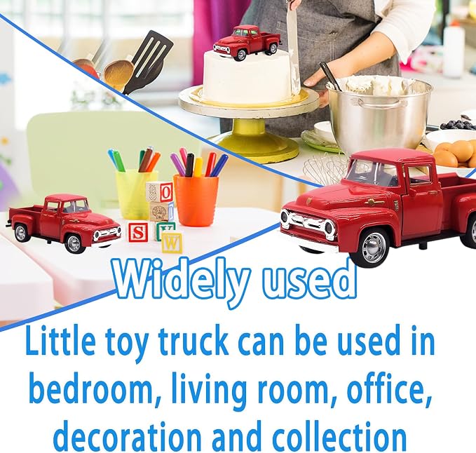 Little Red Truck Toy for Toddlers 3 4 5 6 7 8 Year Old Boys Girls,1:32 Alloy Toddlers Car Toy Driveable,Car Door Can Open,Toy Trucks for Kids Easter Christmas Birthday Gifts