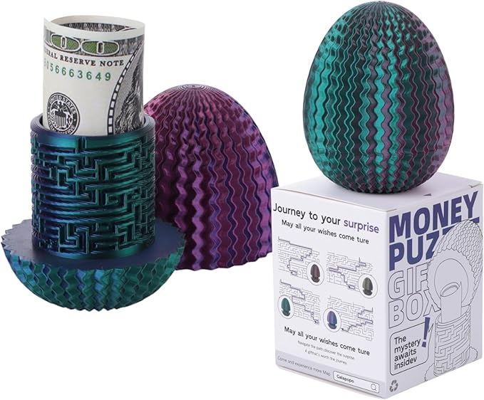 Maze Egg Money Puzzle Gift Box: Available in 4 Unique Internal Designs - Secret Cash Holder & Surprise Gift Container for Easter, Birthday, Wedding - Fun Brain Teaser Toy for Kids & Adults