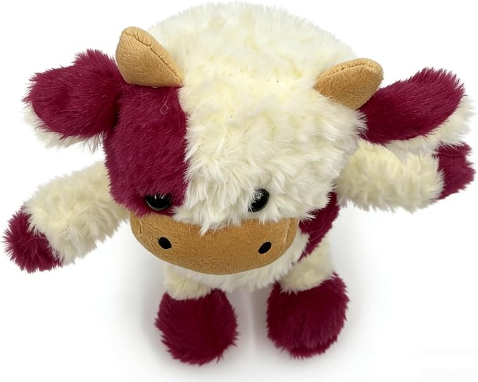 YUKOUQIAN Cow Stuffed Animal Cow Plush Doll Toy 11.8 inch for Girls Boys (Stand Cow red)