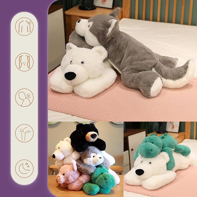 OSOCU® Microwavable & 1.8 LB Weighted Stuffed Animal - Polar Bear Heating Pad with Lavender & Tourmaline - Soothing Warm Heatable Plush Toy for Menstrual Cramps, Muscle Aches, Shoulder Tension