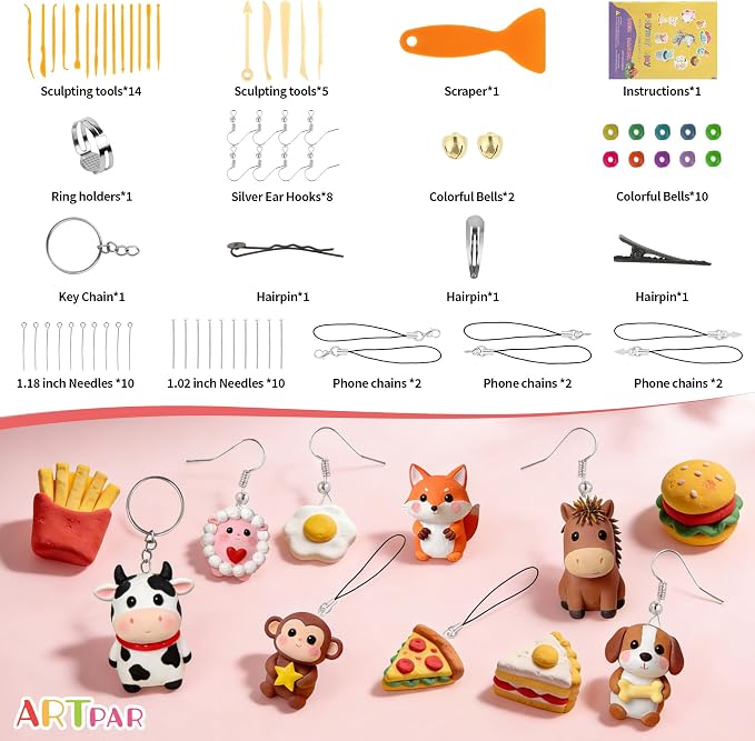 ARTpar Polymer Clay kit,62 Color Modeling Clay for Kids,Oven Bake Molding Clay,Non-Sticky DIY Starter Set with Sculpting Tools & Accessories,Art and Craft Gifts for Kids Adults