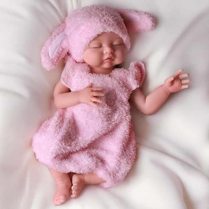 BABESIDE Silicone Baby Doll - 16 Inch (Weight 4 Lb) Reborn Baby Dolls Silicone Full Body Platinum Silicone Weighted Realistic Sleeping Newborn Lifelike Preemie Doll Gift Collectors & Kids Age 3+