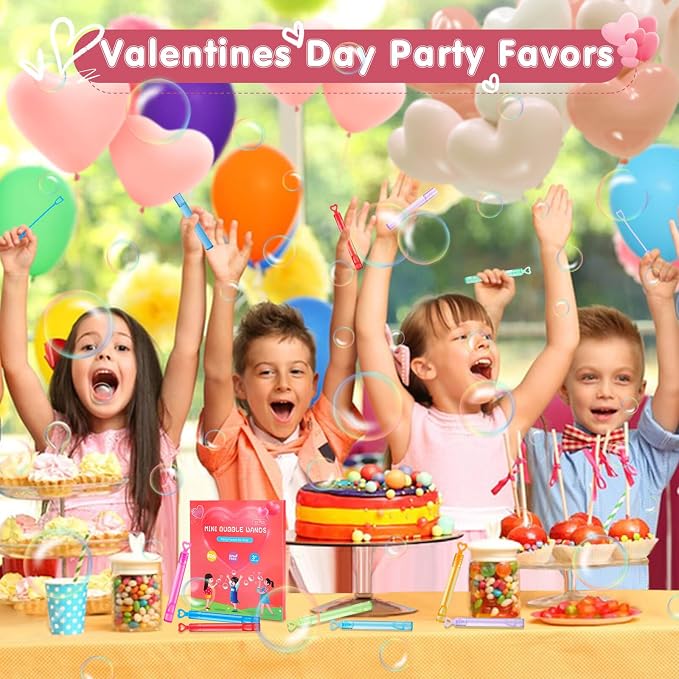Valentines Party Favors Mini Bubble Wands 30PCS Valentines Day Gifts for Kids Valentine Heart Bubbles Bulk Goodie Bag Stuffers for Wedding Student Classroom Exchange Prizes Outdoor Toys for Girls Boys