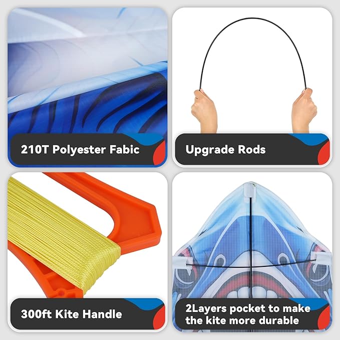 SGftre Complete Kite with Handle, Line & Accessories,Easy to Fly for Kids & Adults, Perfect for Beach, Park, Family Outdoor Activities