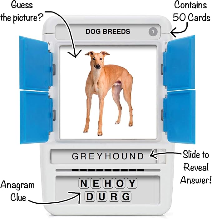 100 PICS Dogs Travel Game | Learn 100 Dog Breeds Flash Cards with Slide Reveal Case | Card Game, Gift, Stocking Stuffer | for Kids and Adults | Ages 6+