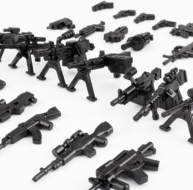 Weapons Pack Military Weapons Accessories Chicken Gear Weapon Parts Toys Military Equipment Battle Blocks Bricks Compatible with Major Brand, 3 Years Old and up, Us Weapons(88pcs)