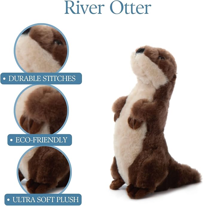 The Petting Zoo River Otter Stuffed Animal Standing, Gifts for Kids, Wild Onez Zoo Animals, River Otter Plush Toy 10 inches