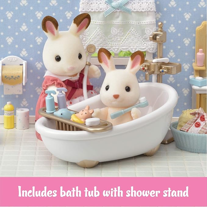 Calico Critters - Country Bathroom Set - Dollhouse Furniture Sets – Kids Pretend Play Toy, Miniature Dollhouse Furniture & Accessories, Ages 3+