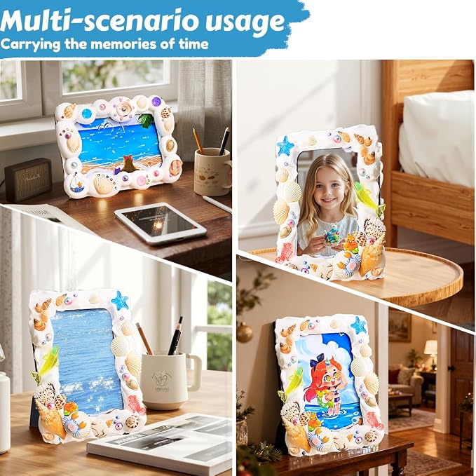 A&H Zier Decorate Your Own Mosaic Picture Frame Kit - 3 Pack DIY Arts & Crafts for Kids Ages 8-12, Valentines Day Gifts for Girls, 5x7 & 4x6 Photo Frames for Adults & Family