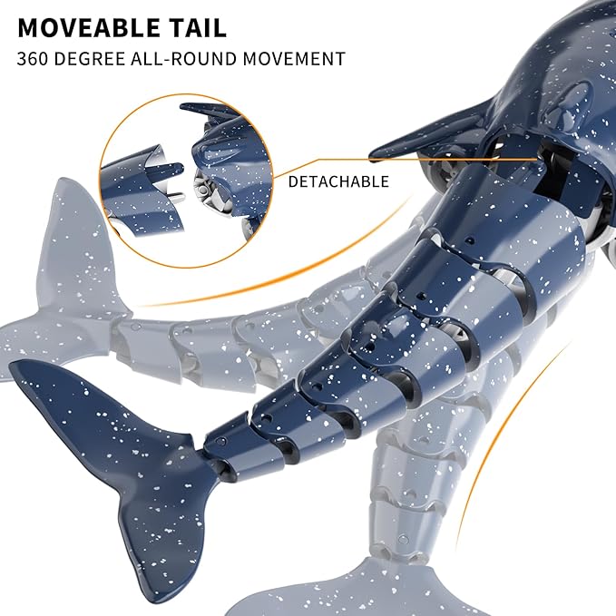 Bennol 2.4Ghz Remote Control Whale Shark Toys for Boys Kids, 1:18 Scale High Simulation Whale Shark for Pool, Electric RC Shark Fish Toys with Light & Spray Water Function for 6 7 8 9 Year olds Kid
