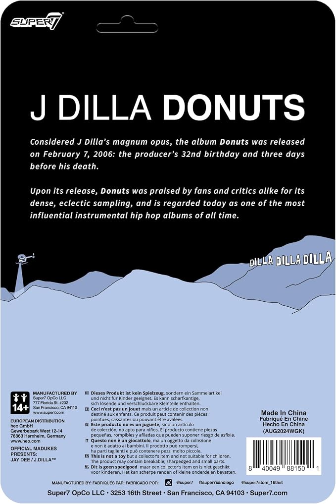 Super7 J Dilla Donuts Album Cover - 3.75" J Dilla Action Figure with Accessories Hip Hop Collectibles and Retro Toys