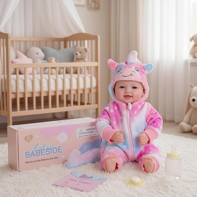 BABESIDE Lightweight Baby Doll Set – 15" Realistic Soft Doll for Girls, Easy to Carry & Hug – Pretend Play & Gift