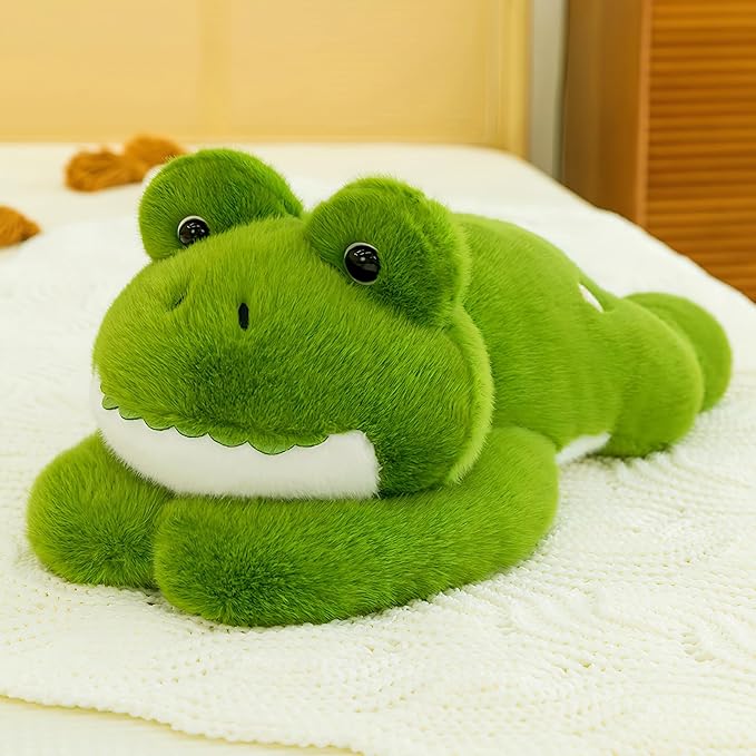 Green Frog Stuffed Animal 17.7INCH 1.56IB | Cute Weighted Frog Plush Pillow, Huggable Stuffy, Soft Plushies, Birthday Gifts for Kids Boys Girls