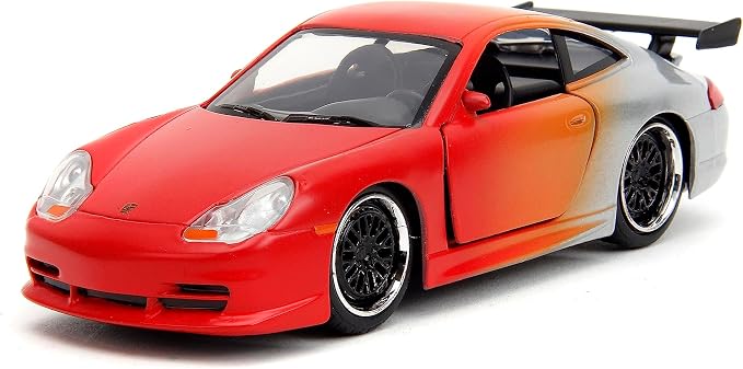 Jada Pink Slips 1:32 W1 Porsche 911 GT3RS Die-Cast Car, Toys for Kids and Adults (Primer Red/Orange/Silver)